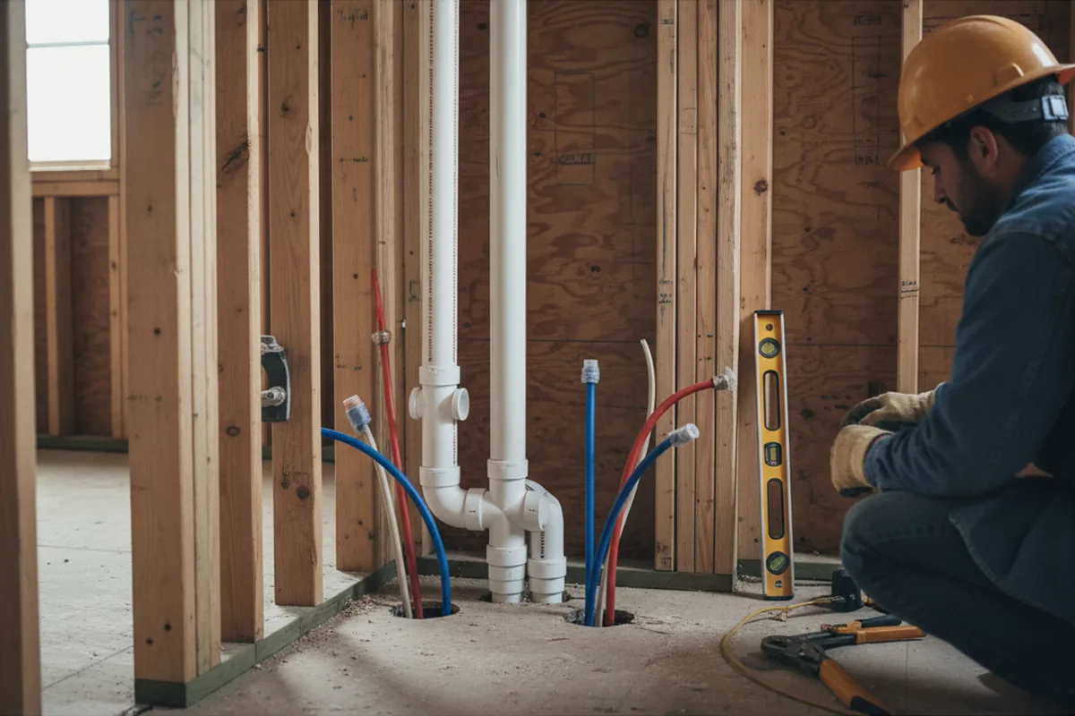 Drain and supply rough-in during Drain Cleaning in Hutchinson